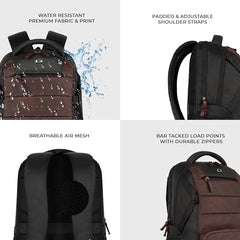 Gear Aspire 3 19"/35L Large Faux Leather Water Resistant Laptop Backpack | Casual Backpack | Daypack | Travel Backpack | College Bag For Men/Women (Brown - Brown)