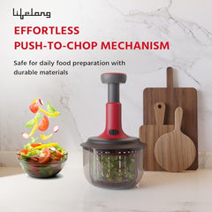 Lifelong Push Chopper 650ml | Compact and Efficient Vegetable, Onion, and Garlic Chopper, Essential Manual Kitchen Cutter for Quick and Easy Food Preparation, Ideal for Small Kitchens and Meal Prep