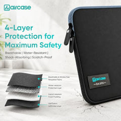 AirCase Neoprene Laptop Sleeve Case Cover for 15.6 Inch MacBook, Dell, HP, Lenovo, More| Water-Resistant, Shockproof Padding, Scratch-Proof| Slim Fit, Wrinkle Free, TSA Security Friendly (Black-Grey)