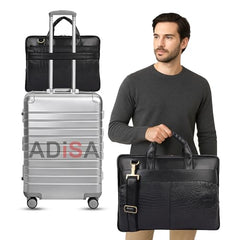 ADISA Laptop Bag for Men - Faux Leather Office Messenger Briefcase with Laptop Compartment for Work, Business, Corporate & Professional Use (LB6056)