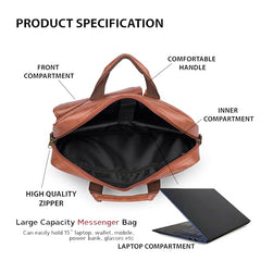 ADISA Laptop Bag for Men - Faux Leather Office Messenger Briefcase with Laptop Compartment for Work, Business, Corporate & Professional Use (LB6055)