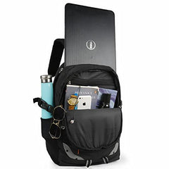 Half Moon 35L 4 Compartment Laptop Backpack College School Travel Bag Backpack For Unisex Boys Girls With Rain Cover, Black