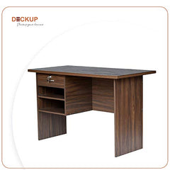 DeckUp Plank Giona Engineered Wood Study Table and Office Desk (Walnut and White, Matte Finish)