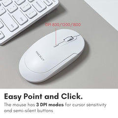 Macally Small Wireless Keyboard and Mouse Combo - An Essential Workspace Duo - 2.4G Wireless Keyboard Mouse for PC - 78 Key Mini Keyboard and Mouse with Slim Body, Quiet Click Buttons, and 3 DPI Modes
