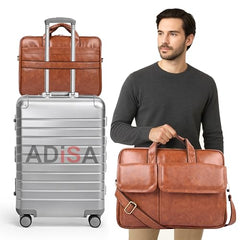 ADISA Laptop Bag for Men - Faux Leather Office Messenger Briefcase with Laptop Compartment for Work, Business, Corporate & Professional Use (LB6055)