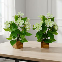 fancymart Artificial Flower Plant Home Décor with Small Size Pot | Pack of 2 | Plant Hanging for Home Decor | Office Decor (DESIGN-01)