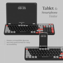 Zebronics Keypad X3 Wireless Keyboard, 102 Keys, 12 Multimedia Keys, 2.4GHz + BT, UV Coated Keycaps, Mobile & Tablet Holder, ₹ Rupee Key, Retractable Stand, USB Nano Receiver (Midnight Black)