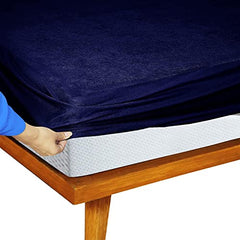 Feelme Mattress Cover King Size 84x84 Waterproof Cotton Mattress Protector for Double Bed (84x84 Inch/ 7x7 Feet Grey) 210 GSM 100% Waterproof