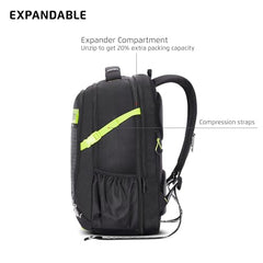 Safari Megapack 43L Expandable Laptop Backpack Bag for Men and Women, School Bag for Boys & Girls, Casual Hiking Travel Bag with 3 Compartments, Compression Straps & Bottle holder, Color Blue