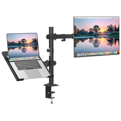 Dyazo Single Monitor Desk Mount Stand | Height Adjustable Fully Articulating Arm for 13–32 Inch Screens | VESA 75×75/100×100 Compatible | Tilt & Rotate Monitor Holder with C-Clamp/Grommet Base (Black)