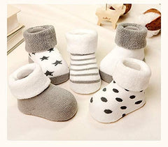 MOMISY 5 Pairs Baby Girl Boys Tube ankle Bamboo Socks for Baby Girl BoysToddlers Infant kids (Grey, 0 Months to 6 Months)