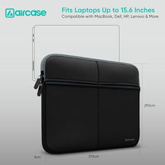 AirCase 6 Pocket Neoprene Laptop Sleeve for 13-15.6 Inch Laptops | Waterproof Laptop Cover Bag | Case with Charger & Accessory Pockets | All Brands & Chromebooks | Grey