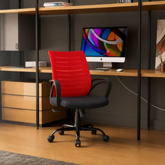 CELLBELL Desire C104 Mesh Mid Back Chair | Ergonomic Office, Study, Revolving, Computer Chair for Work from Home Heavy Duty Metal Base, Seat Height Adjustable (Black)