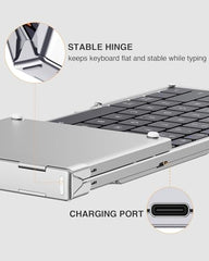 ProtoArc Foldable Bluetooth Keyboard, XK01 Full Size Folding Wireless Keyboard with Number Pad, Portable Travel Keyboard for Windows iOS Android Tablets, Laptops, iPad