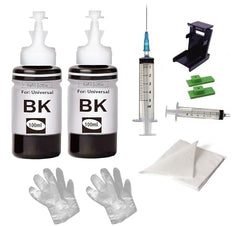 CANOFF Refill Ink for use All Inkjet, deskjet, officejet Printers and Cartringes for Hp priner cartridges &Canon Printer cartridges- 100ml Bottle (5ink,1Sy,1Tool Kit Set,4hand Gloves,2Teasue Paper)