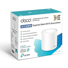 TP-Link Deco X50(1-Pack) AX3000 Whole Home Dual Band Mesh Wi-Fi 6 System, WiFi Router, AI-Driven, Coverage up to 2500ft², Connect up to 150 Devices, Easy Setup, Alexa and Google Home Compatible