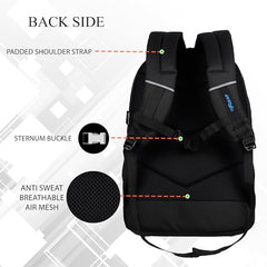 F Gear Trofeo Black 30L Premium Laptop Backpack | 2 Compartments & 2 Pockets | Durable Lightweight Water-Resistant Bag for Men & Women | Fits Upto 17 Inch Laptop | For College, Office & Travel