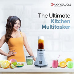 Longway Sage 500 Watt Juicer Mixer Grinder with 2 Jars for Grinding, Mixing, Juicing with Powerful Motor | 2 Year Warranty | (Black & Gray, 2 Jars)