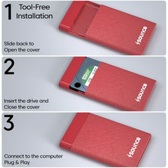 Sounce 2.5-Inch SATA to USB Type-C 3.1 External HDD/SSD Enclosure | 6Gbps UASP Speed | Tool-Free Design | Compatible with 7mm & 9.5mm Drives up to 6TB | Plug & Play | Shockproof Portable Case (Type C)