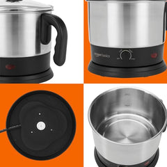 Amazon Basics Multi-Kettle Steamer 1.2L | Adjustable Power Modes 600 W | 7 - Egg Tray, Idli Tray, Iron Grill And Steamer | SS 201 Steel | Automatic Overheat Protection | Multipurpose Kettle