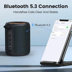 Deeyaple Portable Bluetooth Speaker, IP67 Waterproof Mini Bluetooth Speaker Wireless V5.3 with Stereo Sound,All Day,TWS Pairing,LED Light,Gift for him/her (Red)