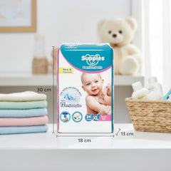 Amazon Brand - Supples Premium Baby Diaper Pants | 108 Baby Diapers | XL | 12-17 Kg | 12 Hrs Absorption | Cushiony Cotton Soft Fabric | Phthalates-Free | Triple Leak Guard | 54 Count, Pack of 2
