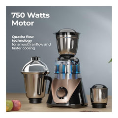 Lifelong 750 Watt Mixer Grinder for Kitchen | 4 Jars 750 Watt Mixie with Chutney Jar,Jar for Shakes,Wet Grinding and Juicer |Blender for Juices & Shakes| 1 Year Warranty with Pan India Service