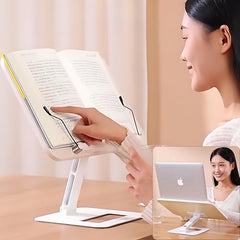 Sunchhaya Acrylic Book Stand for Reading – Clear Adjustable Book Holder with 360° Rotating Base, Foldable Reading Stand for Desk, Cookbook, Tablet & Laptop Stand, Height & Angle Adjustable (R22H)