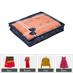 Kuber Industries Non-Woven Saree Storage Bag | Clothes Storage Bag | Wardrobe Storage Bag | Cloth Storage Organizer | Top Visible Window Saree Bag | Bow Golden Printed | 3 Inch | Pack of 6 | Maroon