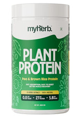 MYHERB Plant Protein Powder | Pea And Brown Rice Protein Powder | Vegan High Protein Powder | 27 gm Protien,21 Vital,6 gm BCCAs |Sugar Free|For Men,Women (500 g (Pack of 1), Chocolate)