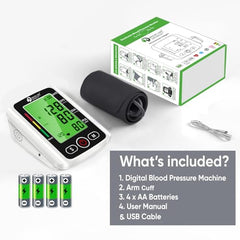 D MEDICARE® BP Machine Digital Automatic for Home Use | Blood Pressure Monitor with Voice, Large Display, Accurate Upper Arm Cuff for Adults & Elderly (BP-04)