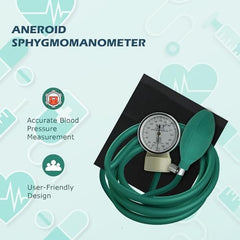 Dr. Care Aneroid Dial Model Blood Pressure Monitor With Manual Upper Arm Cuff And Rubber Bulb (Green)