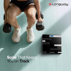 Longway Weight Machine for Home | Digital Bathroom Scale for Human Body Weight Measurement | Extra Thick Tempered Glass with LCD Display | 3 Years Warranty (Blue | Max Weight 180Kgs | Sapphire)