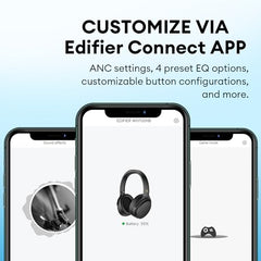 Edifier Wh700Nb Active Noise Cancelling Headphones - 68H Playtime - Ai Call Noise Cancellation - Dual Device Connection - Lightweight & Foldable Design - Fast Charge - Bluetooth 5.3 - Ivory - On Ear