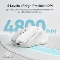 TECKNET Wireless Mouse, BT 5.0/2.4G, Rechargeable 6-DPI Silent, Grey