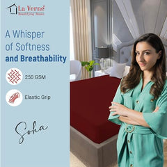 La Verne 100% Waterproof Premium Cotton Feel Mattress Protector Queen Size 78 x 60 Inches | Breathable and Hypoallergenic Ultra Soft Fitted Bed Protector Cover