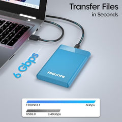 Sounce 2.5-Inch SATA to USB Type-C 3.1 External HDD/SSD Enclosure | 6Gbps UASP Speed | Tool-Free Design | Compatible with 7mm & 9.5mm Drives up to 6TB | Plug & Play | Shockproof Portable Case (Type C)