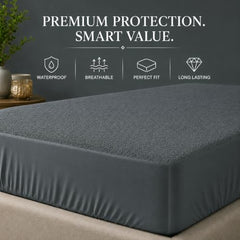HOMEKART Premium Cotton 220TC 78 x 72 x 8 King Size Double Bed Mattress Cover Protector with Zip/Chain|Provides All Around Protection - 1 pc Multicolor (Grey, 78 x 72 x 8)