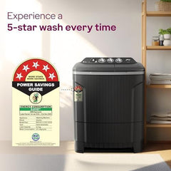 Godrej 8Kg 5 Star with 5 Years Comprehensive Warrnaty, Wash Upto 8 King Size Bedsheets, 370W PowerMax Motor, Magic Lint Fliter, Semi Automatic Washing Machine(WSEDGE CLS 80 5.0 EN2 MCSGR,Crystal Grey)
