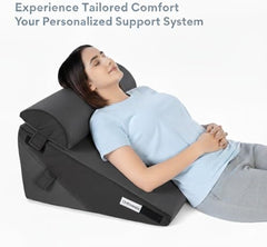 Orthowala Premium Adjustable Bed Wedge Pillow with Headrest – Memory Foam Support for Acid Reflux, Snoring, Back & Leg Pain – 2 Years Warranty