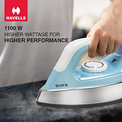 Havells Blaze Dry Iron 2 KG Heavy Weight Dry Iron| 1250W| American Heritage Non-stick Coated Sole Plate For Smooth Gliding & Long Life| Aerodynamic Design| 2 Year Manufacturer Warranty (Black)
