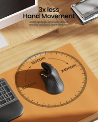 ProtoArc Ergonomic Mouse, EM11 NL Bluetooth Rechargeable Wireless Vertical Mouse, 3 Multi-Device Connectivity for Computer/PC/Laptop, 2.4GHz Optical Mice for Windows, Mac OS, Black/Orange