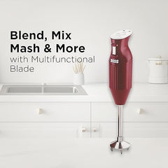 BOSS Stainless Steel B132 Portable Hand Blender 225W - Watt | Variable Speed Control | 3 Years Warranty | Easy To Clean And Store | Isi-Marked, Black