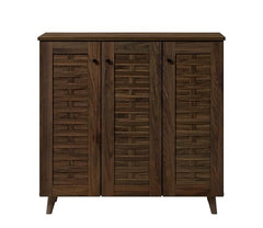 DeckUp Amari Engineered Wood 3-Door Shoe Rack (Walnut, Matte Finish)