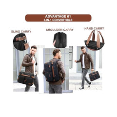 STUFFX BAGS - 36L | 17.3" Laptop | 3-in-1 Smart Convertible Multi Use College laptop office bag Tech gadgets backpack for travelling | Expandable, 3 Front, Pen&Tablet Pocket Waterproof Nylon (Black)