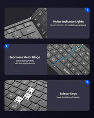 Samsers Foldable Keyboard&Mouse, Samsers Folding Bluetooth Keyboard Mouse Combo, 2.4G + BT5.0 x 2, Full-Size Portable Travel Keyboard & USB-C Rechargeable Wireless Mouse for iOS Android Windows Mac OS
