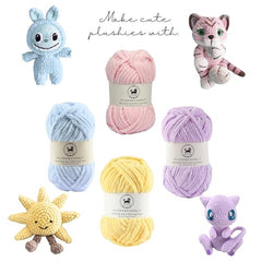 NESTNHAVEN , Plush & Cuddly Sets 2.0 , Chenille Yarn Supersoft Hand Knitting Wool Ball, set of 4 , 400 grams (1 Ball/100 Gram Each) Suitable for Craft, Babywear, Toys , Baby Blankets , 5 Bulky, Shades - NNHS 2.0 (Set 26 baby Pink , lilac , hot pink…