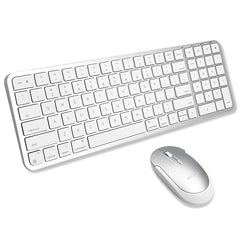 Macally Bluetooth Mac Keyboard and Mouse - Compact (2 Zone) Layout with Number Pad - Multisync, Rechargeable - Wireless Apple Keyboard and Mouse Combo for Mac, MacBook, iPad, iPhone - Silver