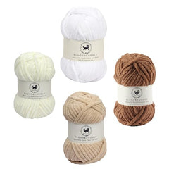 NESTNHAVEN , Plush & Cuddly Sets 2.0 , Chenille Yarn Supersoft Hand Knitting Wool Ball, set of 4 , 400 grams (1 Ball/100 Gram Each) Suitable for Craft, Babywear, Toys , Baby Blankets , 5 Bulky, Shades - NNHS 2.0 (Set 26 baby Pink , lilac , hot pink…