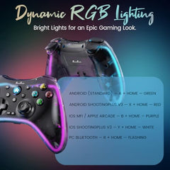 PunnkFunnk Gaming Controller Lite Wireless Bluetooth Gamepad for Android, iOS, PC & Smart TV with Turbo Function, Ergonomic Grip, Rechargeable Battery (X1 Pro Wired)